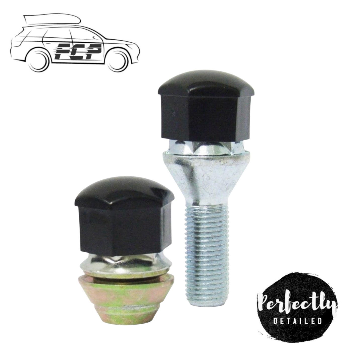17mm Hex Push-On Nut & Bolt Covers BLACK Plastic 20pc with Puller