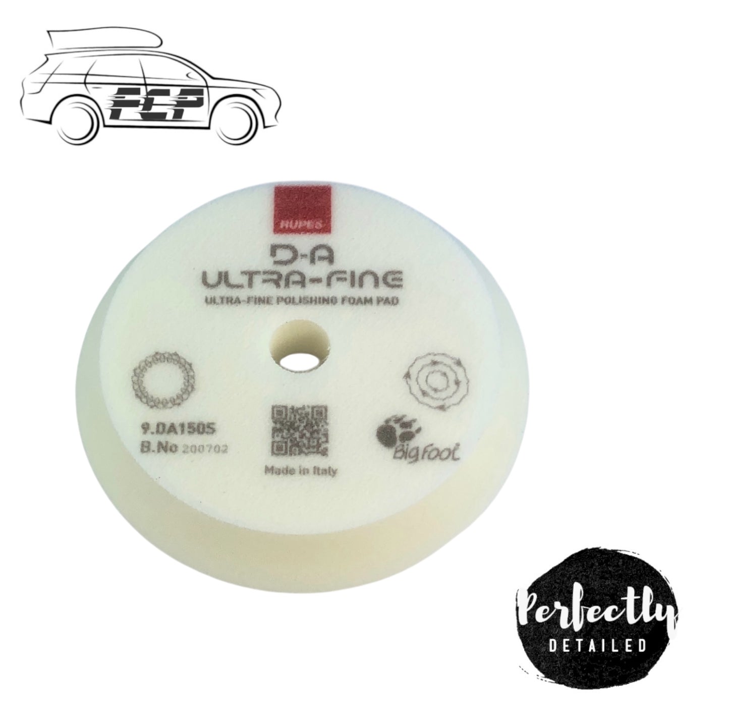 RUPES DA 130x150mm Bigfoot WHITE ULTRA FINE Compound Foam Polishing Pad 9.DA100S