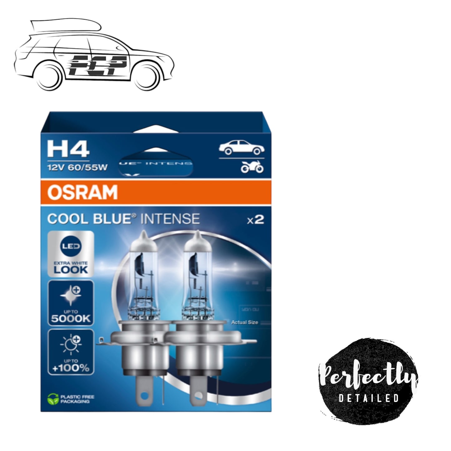 Osram H4 Cool Blue Intense (Next Gen) Dipped Low / High Beam Headlight Bulbs