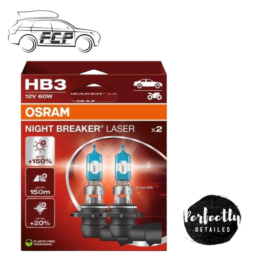 Osram HB3 Night Breaker Laser +150 Twin Pack Halogen Car Headlight Bulbs NEW