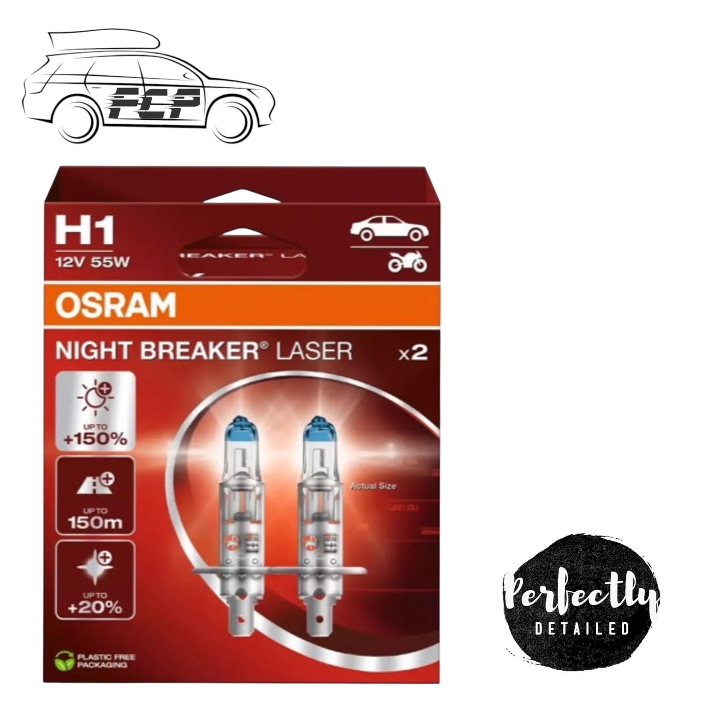 OSRAM Night Breaker Laser (Next Generation) +150% H1 Car Headlight Bulbs (Twin)