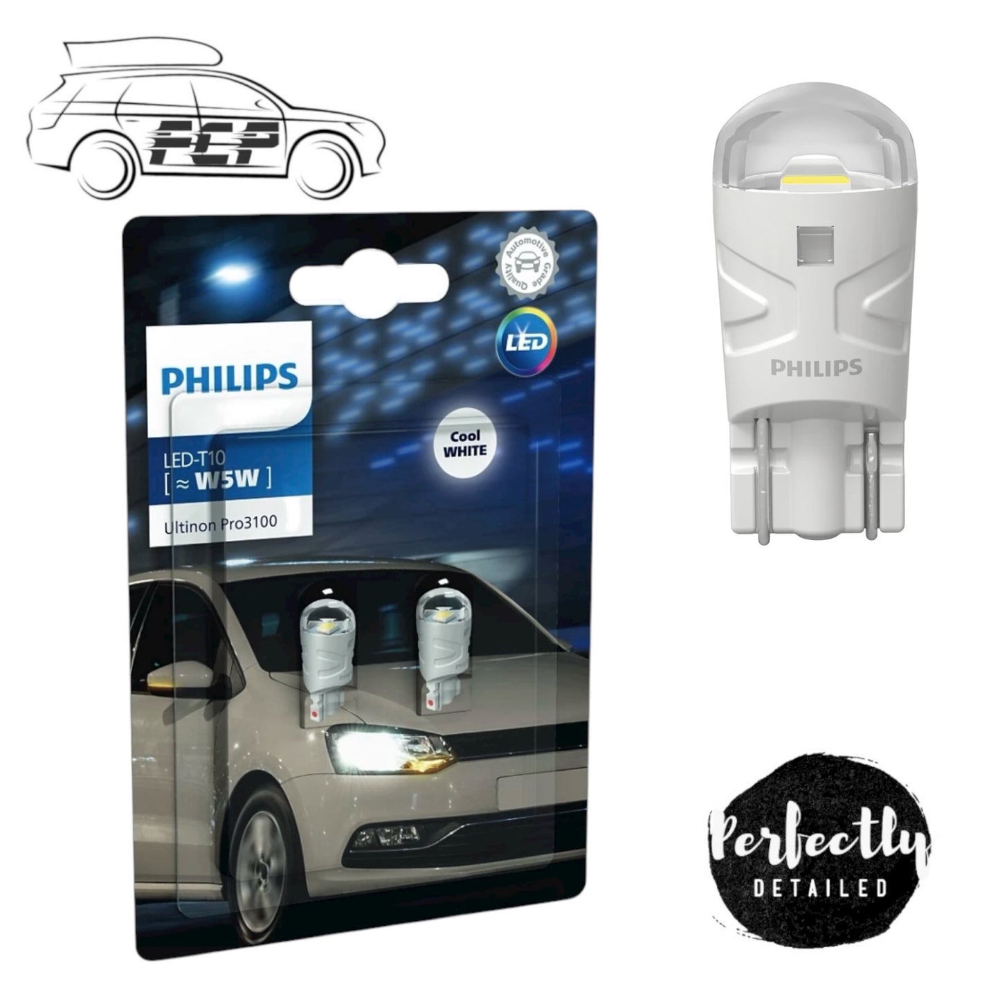 Philips Ultinon Pro3100 LED T10 W5W Bulbs Twin Pack