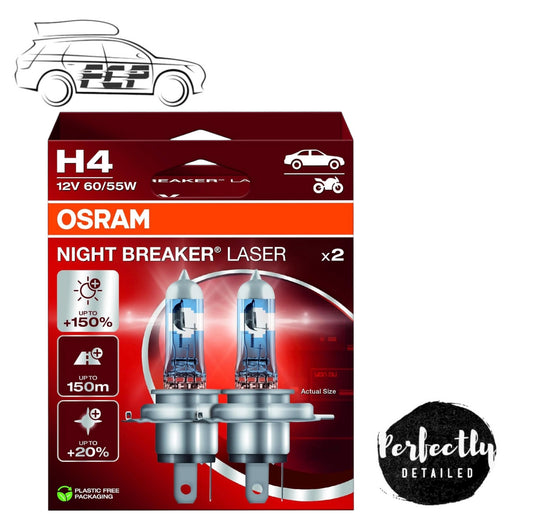 OSRAM Night Breaker Laser (Next Generation) +150% H4 Car Headlight Bulbs (Twin)
