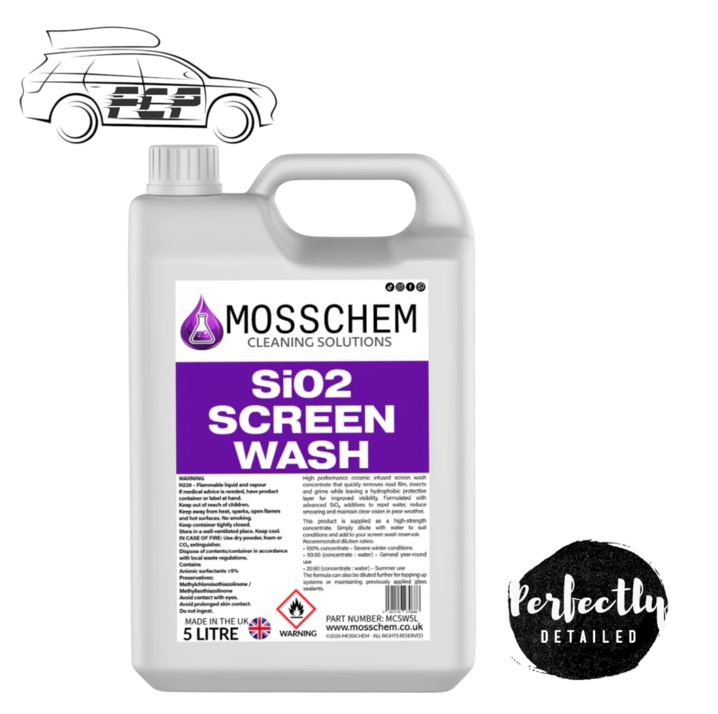 Mosschem Si02 Screen Wash with Repellent 5L