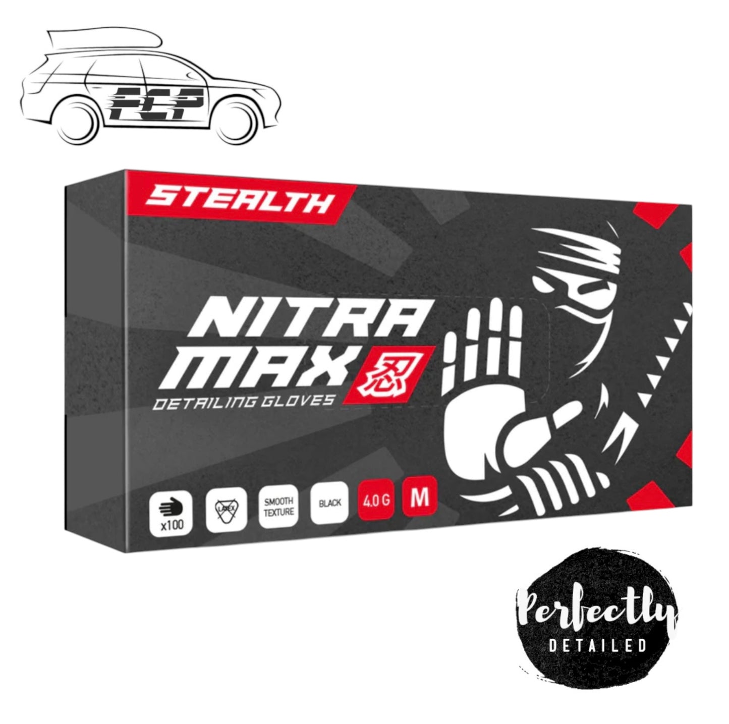 NitraMax Stealth Pro Detailing Gloves Medium BLACK