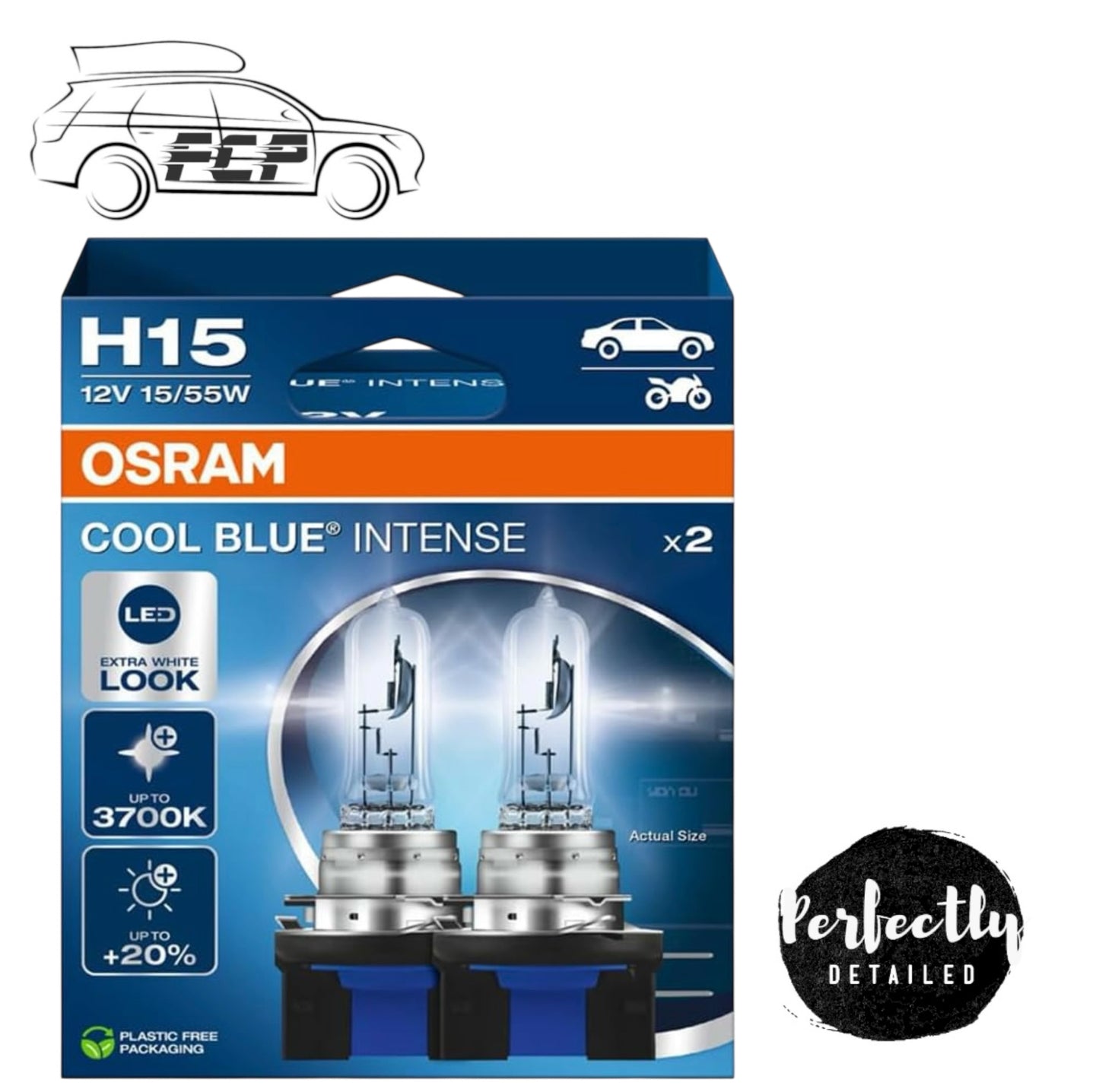 OSRAM Cool Blue Intense Next Gen H15 Headlight Bulbs (Twin) 64176CBN-HCB 3700K