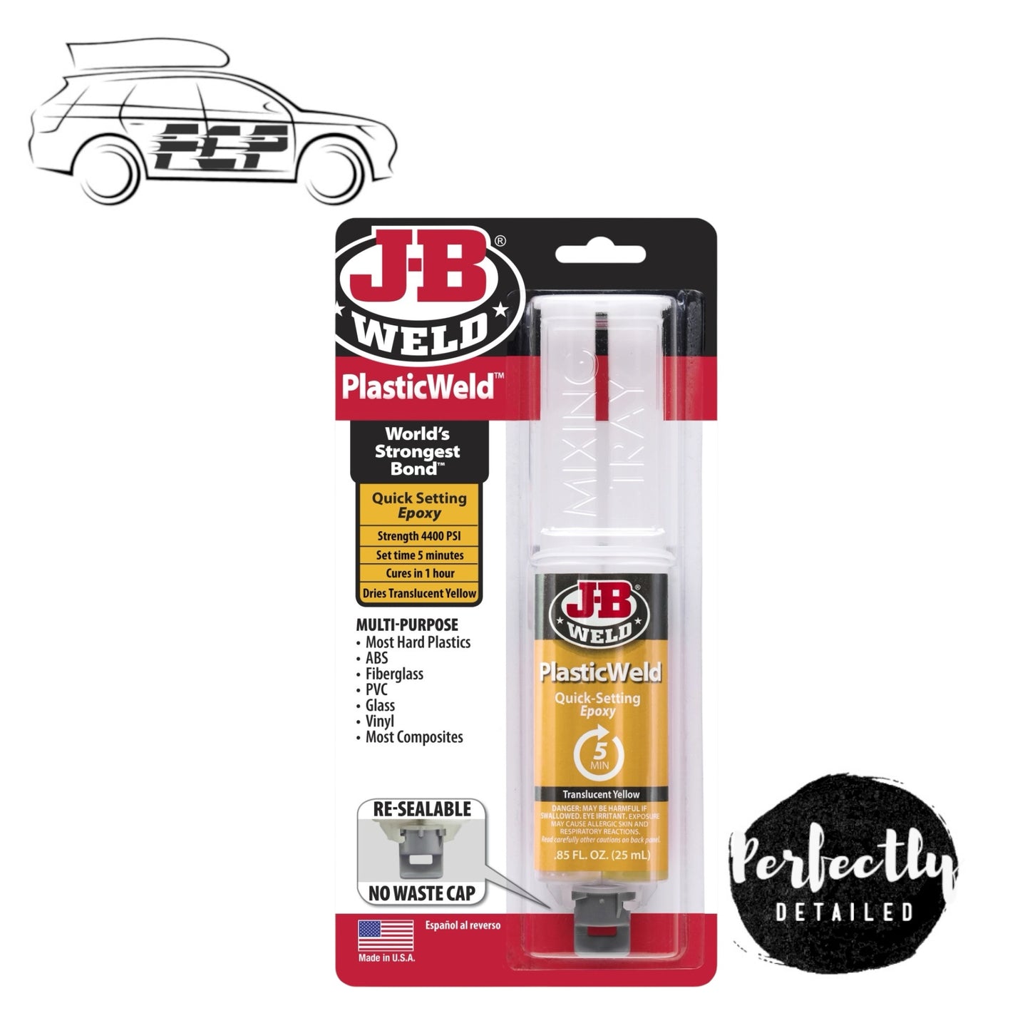J-B Weld Plastic Weld Syringe 25ml Transluscent Yellow Quick Setting Epoxy
