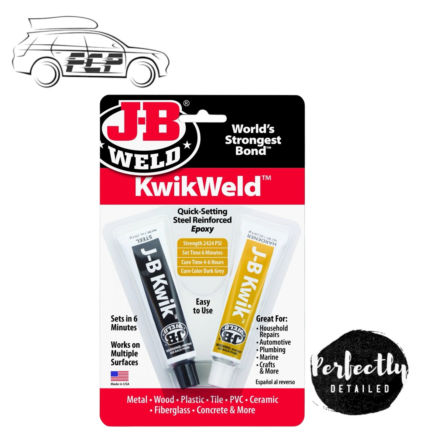 J-B Weld Kwikweld Twin Tube Quick Setting Steel Reinforced 2 Part Epoxy Repairs