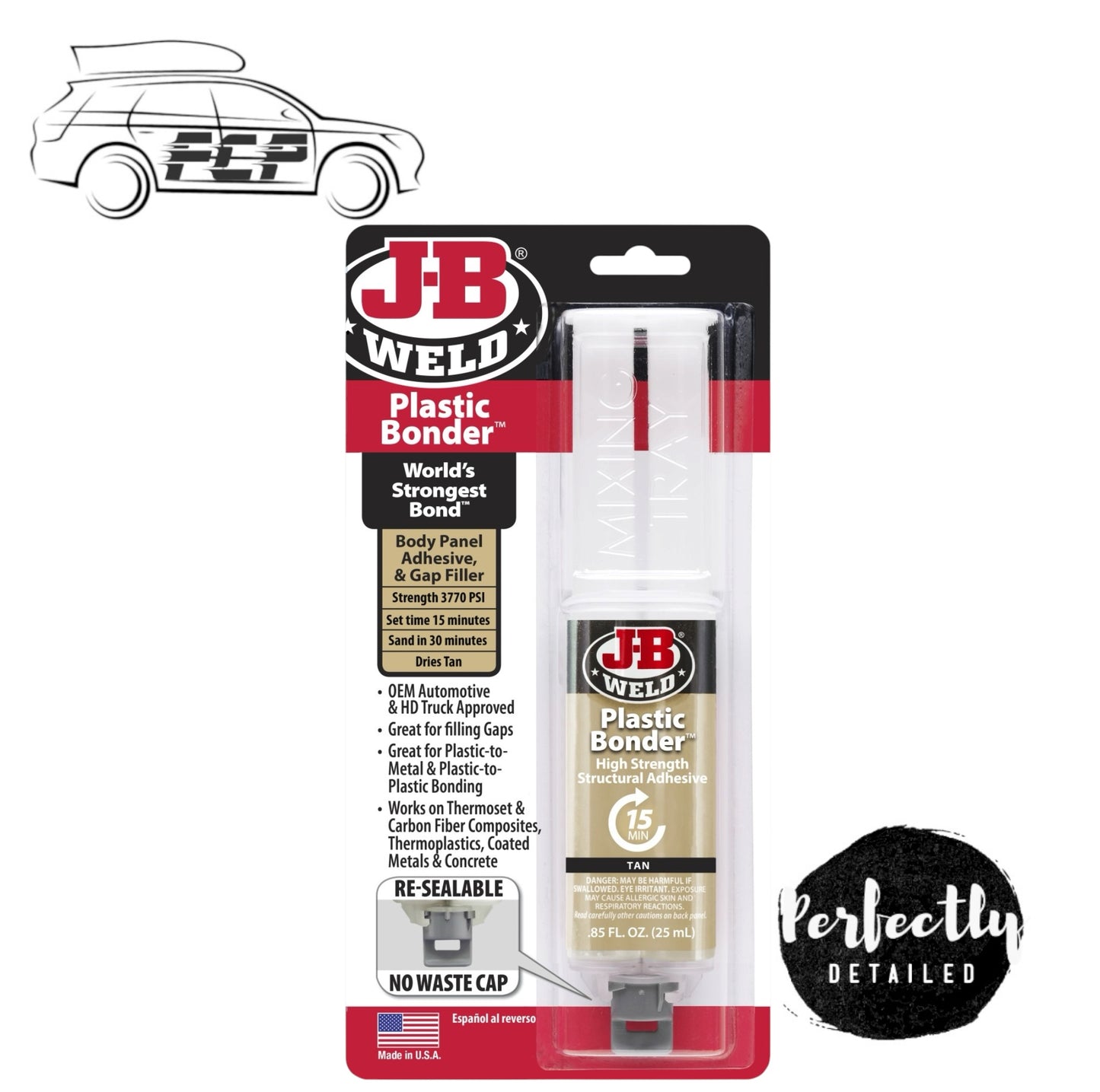 J-B Weld Plastic Bonder Syringe Body Panel Adhesive & Gap Filler High Strength