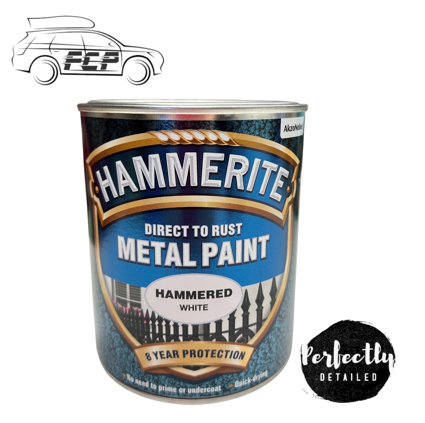 HAMMERITE Direct To Rust Metal Paint HAMMERED White 750ml