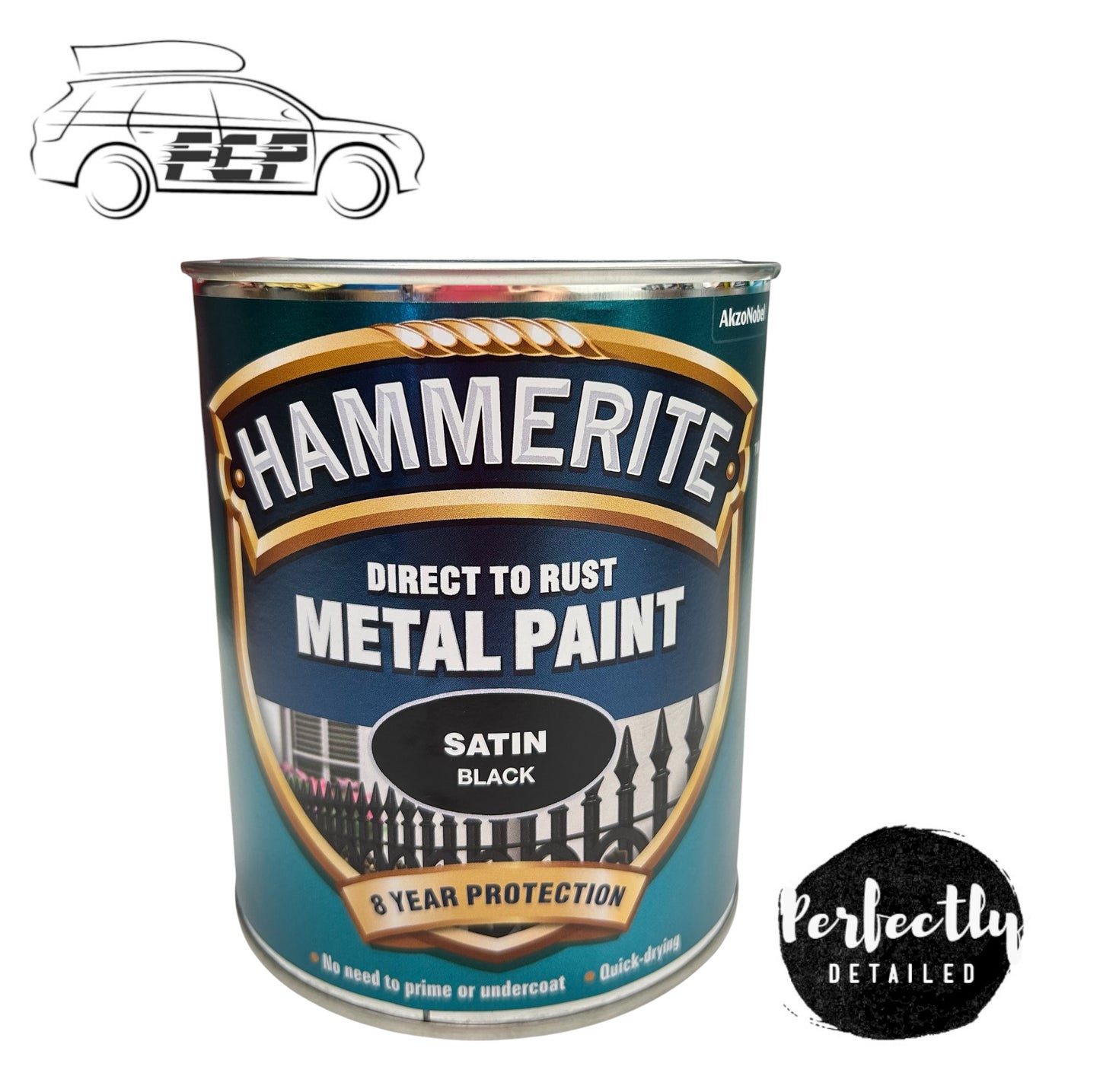 HAMMERITE Direct To Rust Metal Paint Satin Black 750ml