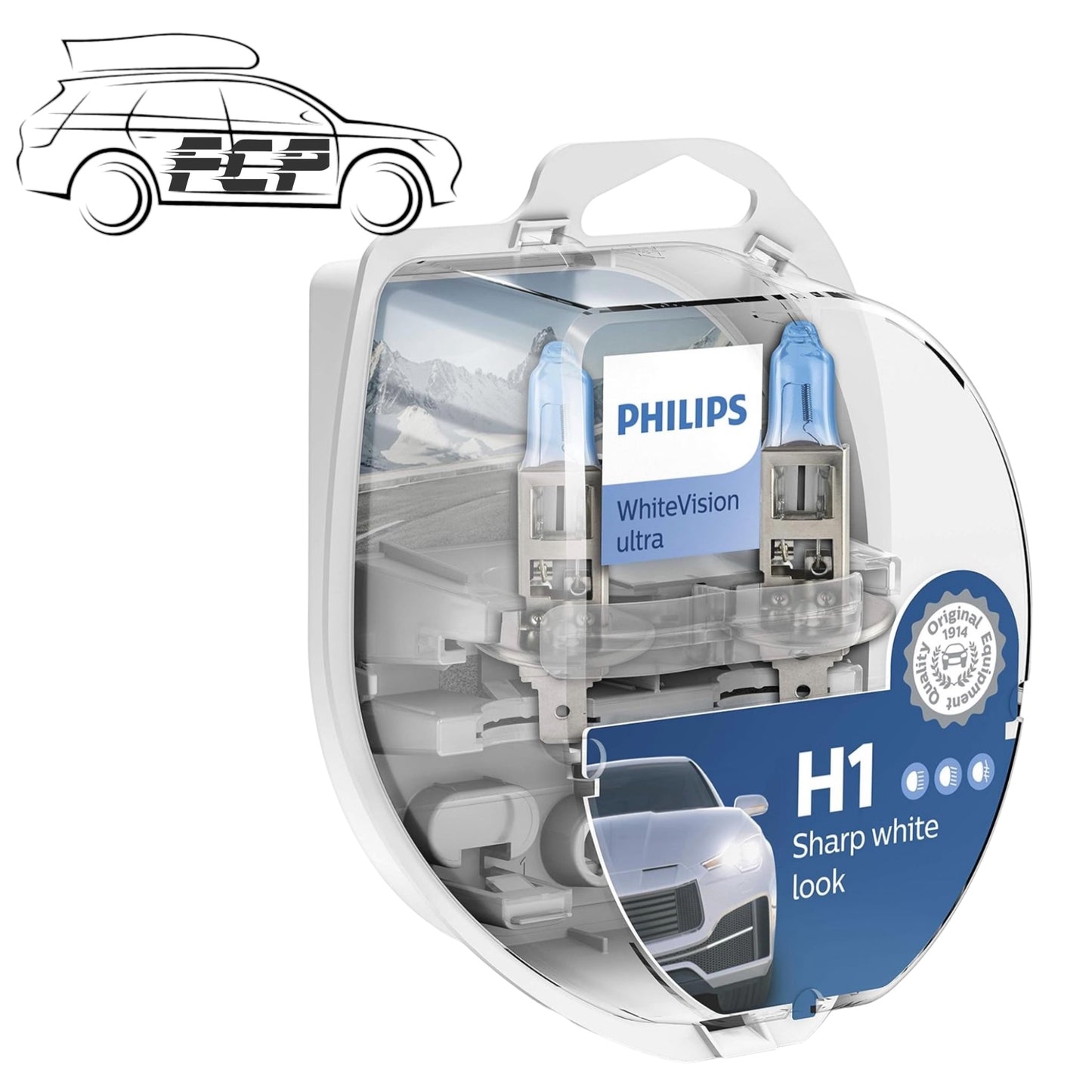 Philips WhiteVision Ultra Car Headlight Bulbs H1 (Twin Pack) White Vision NEW