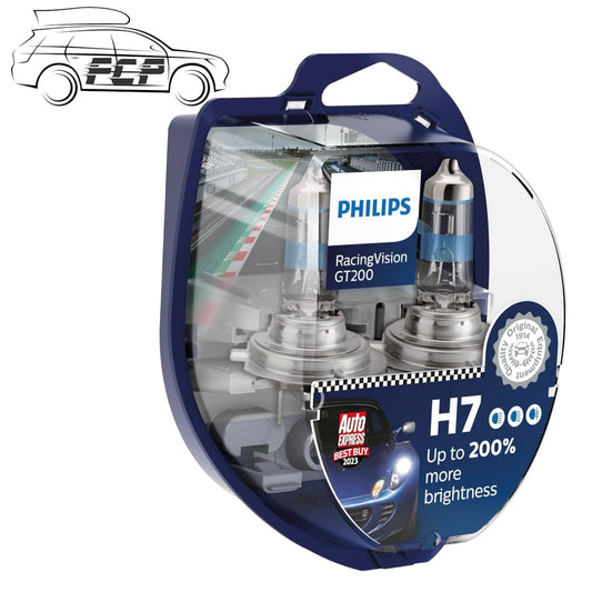 Philips Racing Vision GT200 +200% H7 Headlight Bulbs (Twin) 12972RGT200