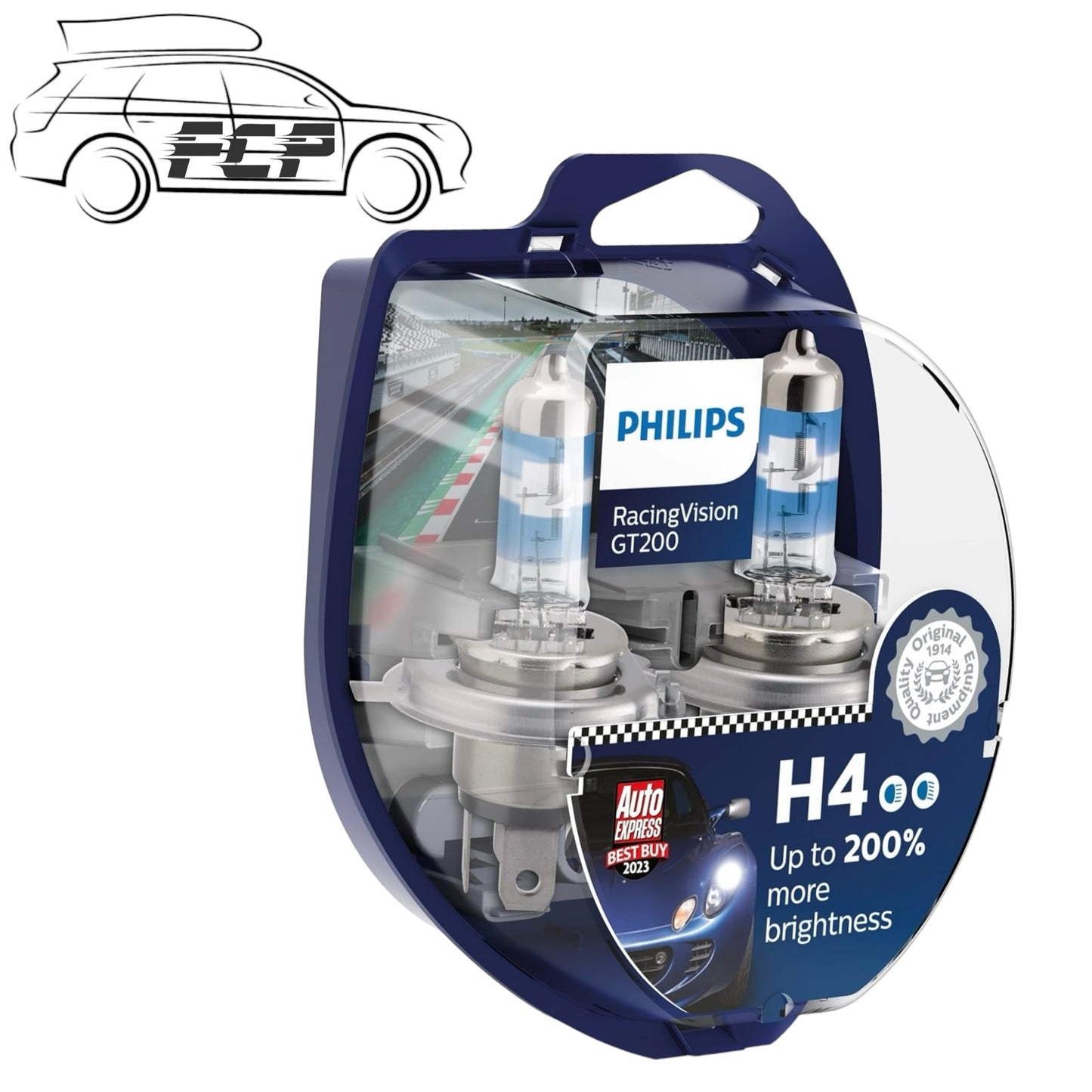 Philips RacingVision GT200 Car Headlight Bulbs H4 (Twin) 12342RGT200