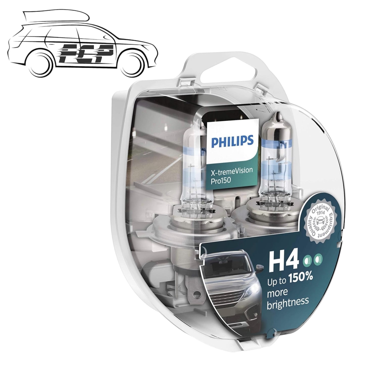 Philips X-tremeVision Pro150 Xtreme Vision Pro 150 Car Headlight Bulbs H4 (Twin)