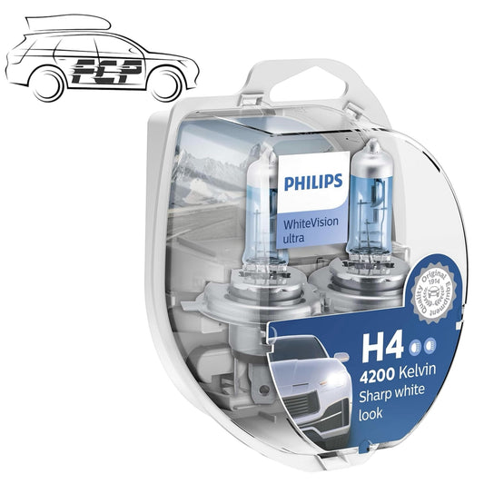 Philips White Vision Ultra Headlight Bulbs H4 12342WVUSM 4200K + 2 X W5W NEW