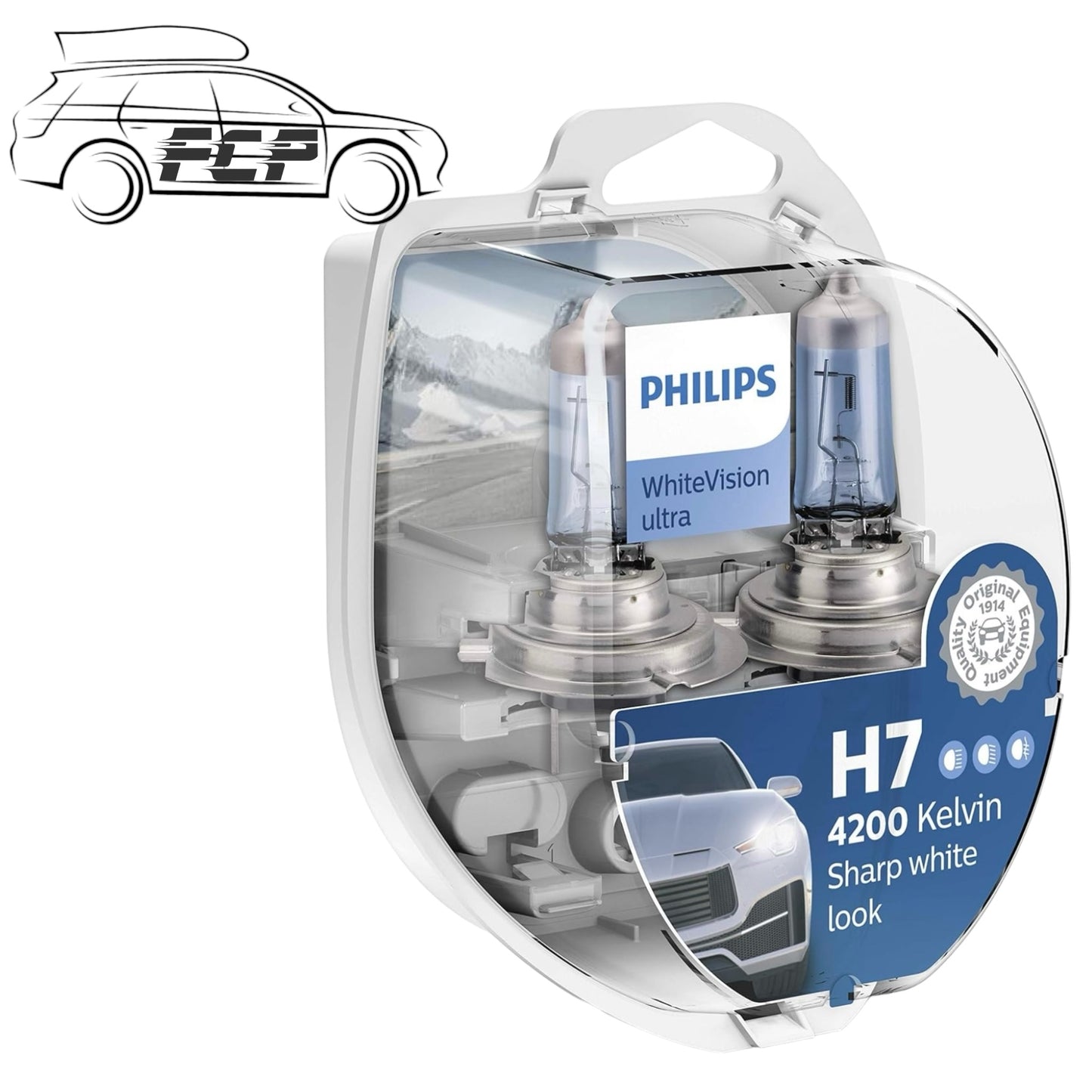 Philips White Vision Ultra Headlight Bulbs H7 12972WVUSM 4200K + 2 X W5W NEW