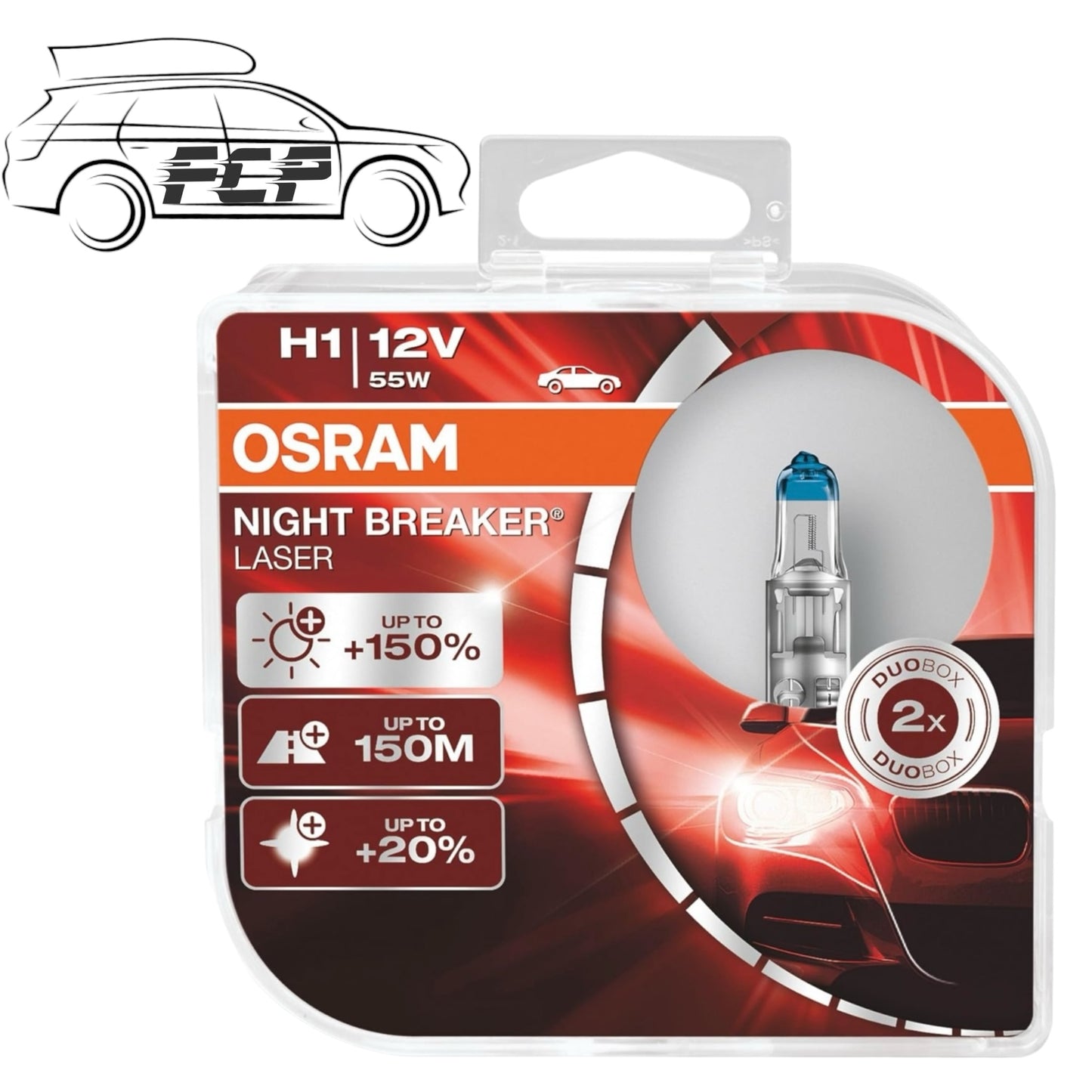 OSRAM Night Breaker Laser (Next Generation) +150% H1 Car Headlight Bulbs (Twin)