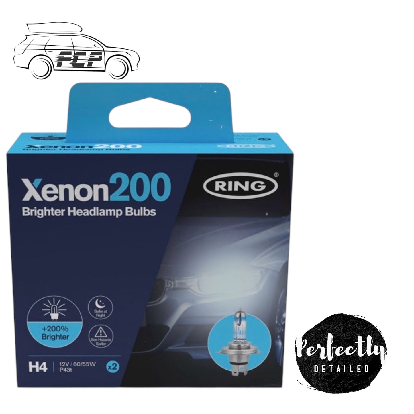 Ring Xenon200 Brighter Headlamp Bulbs +200% H4 Pair