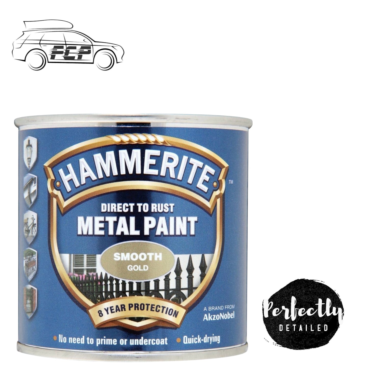 Hammerite Direct to Rust Metal Paint SMOOTH GOLD 250ml