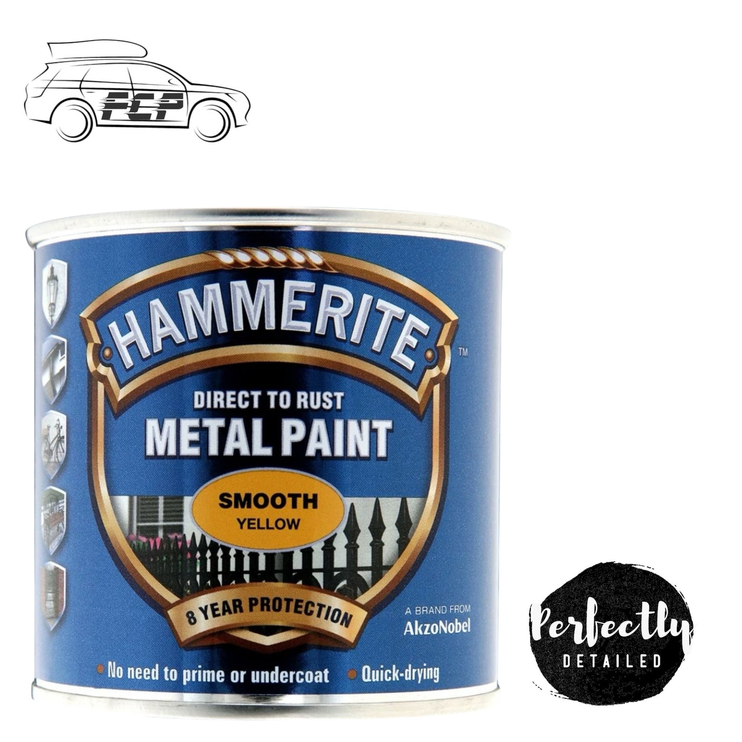 Hammerite Direct to Rust Metal Paint SMOOTH YELLOW 250ml