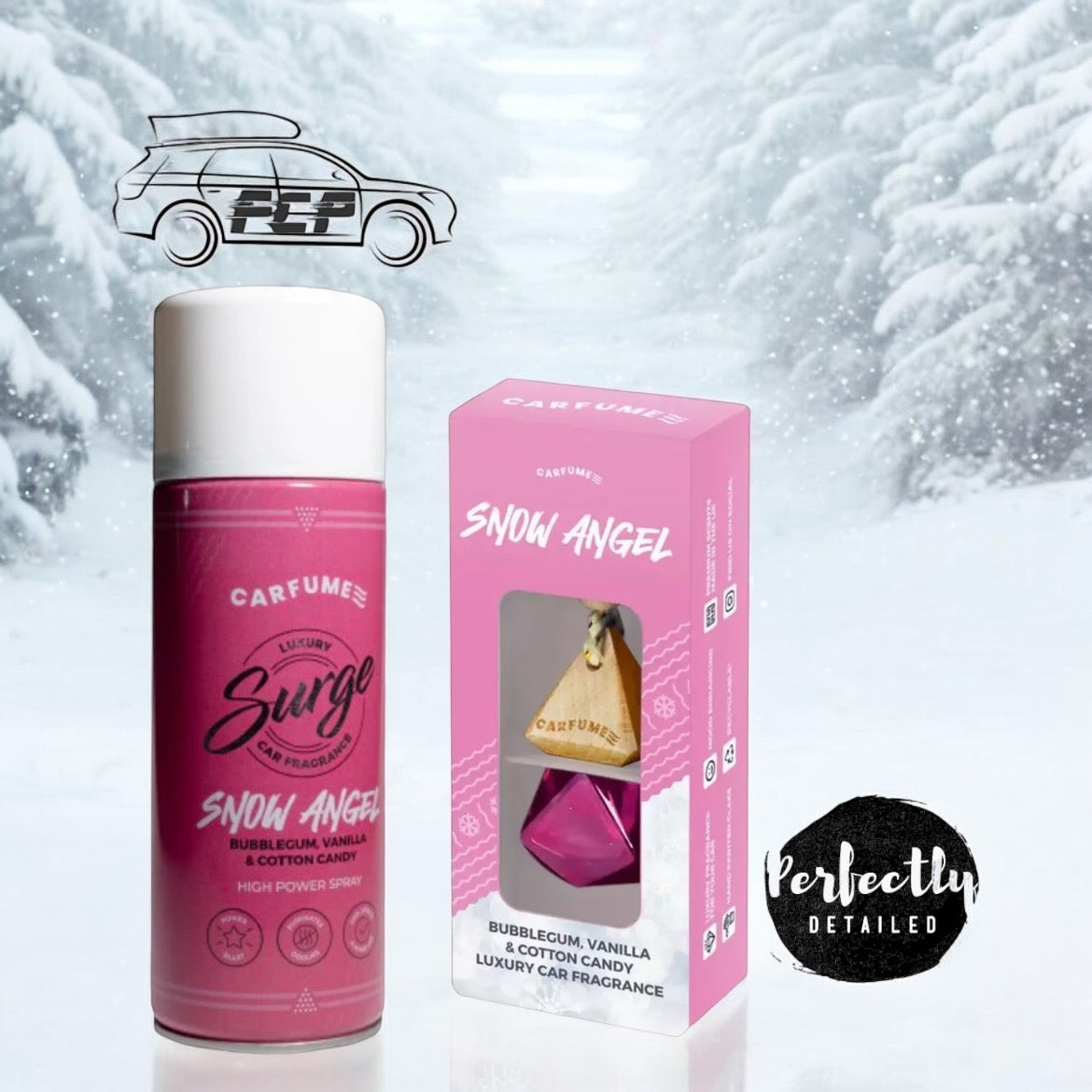 Carfume Snow Angel Diffuser & Surge Can Fragrance Set