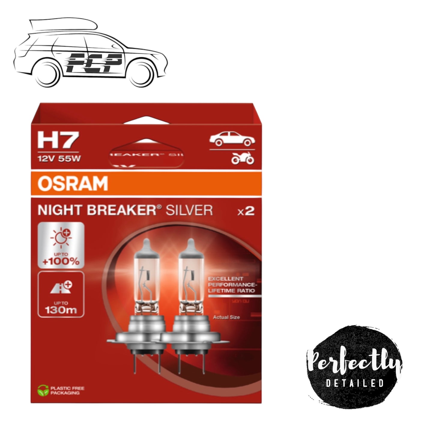 OSRAM Night Breaker Silver +100% H7 Car Headlight Bulbs (Twin) 64210NBS-HCB