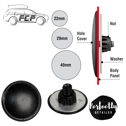 40mm Plastic Hole Cover Blanking Plug (Pair) Wiper Delete etc