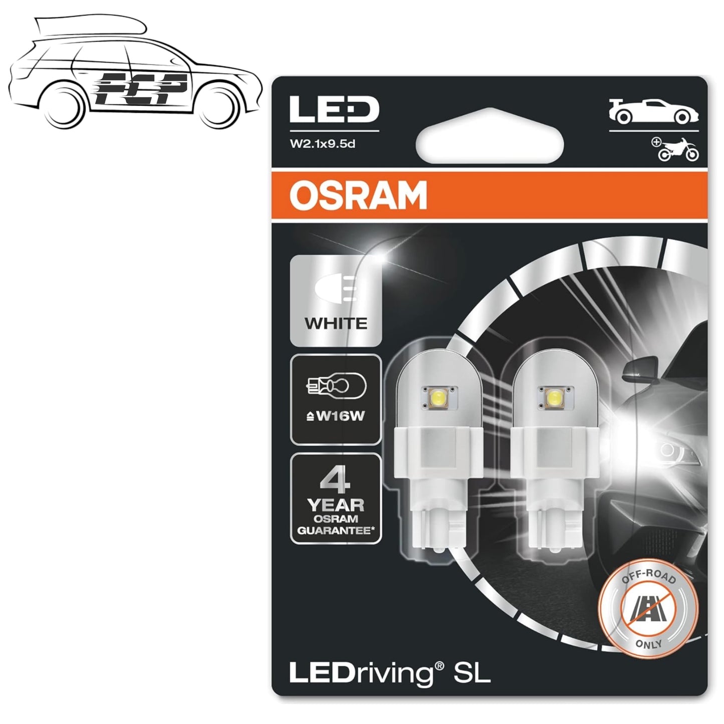 Osram SL 12v Car W16W 921 T15 Stop Tail Light Lamp White LED