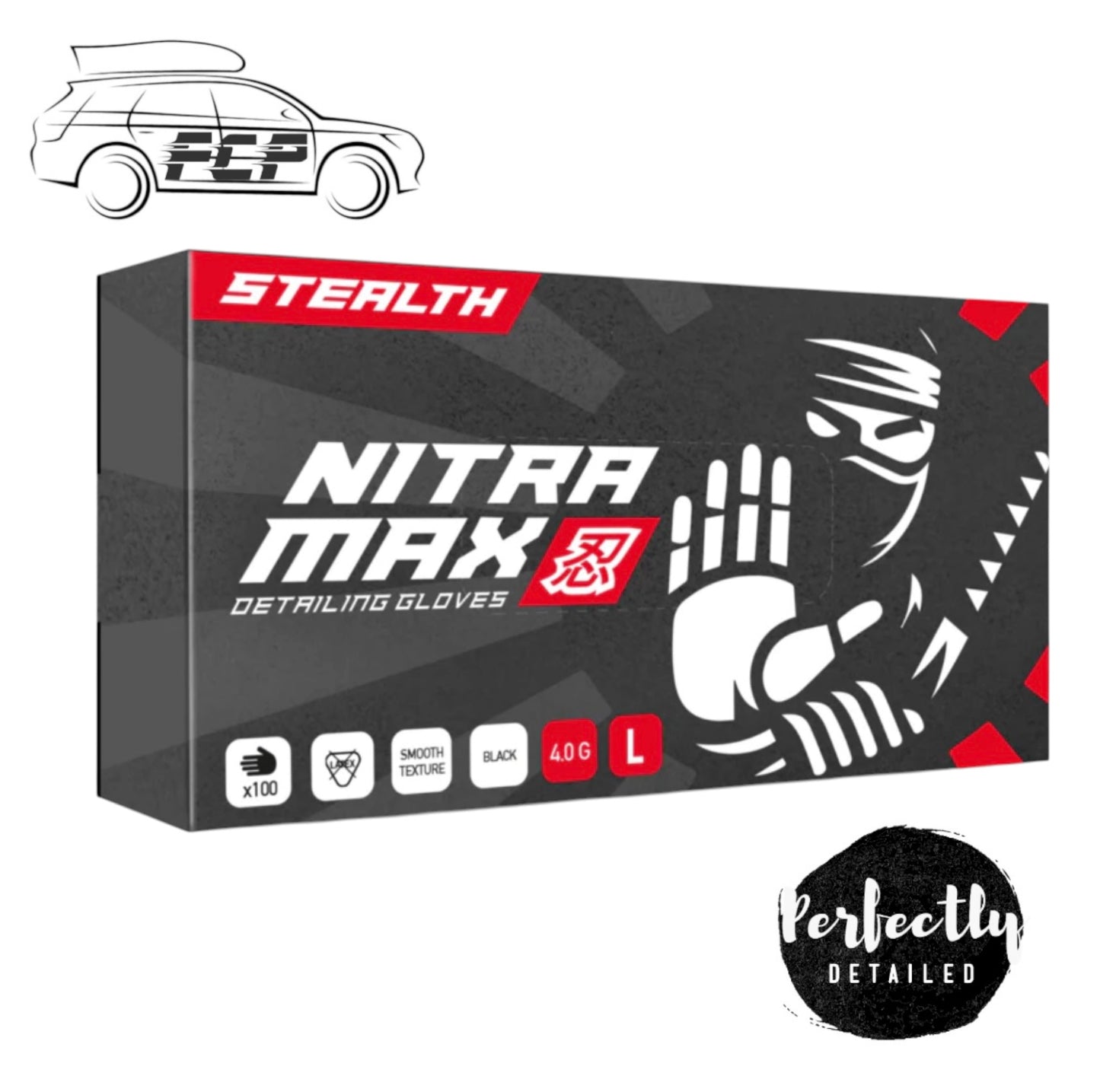 NitraMax Stealth Pro Detailing Gloves Large BLACK