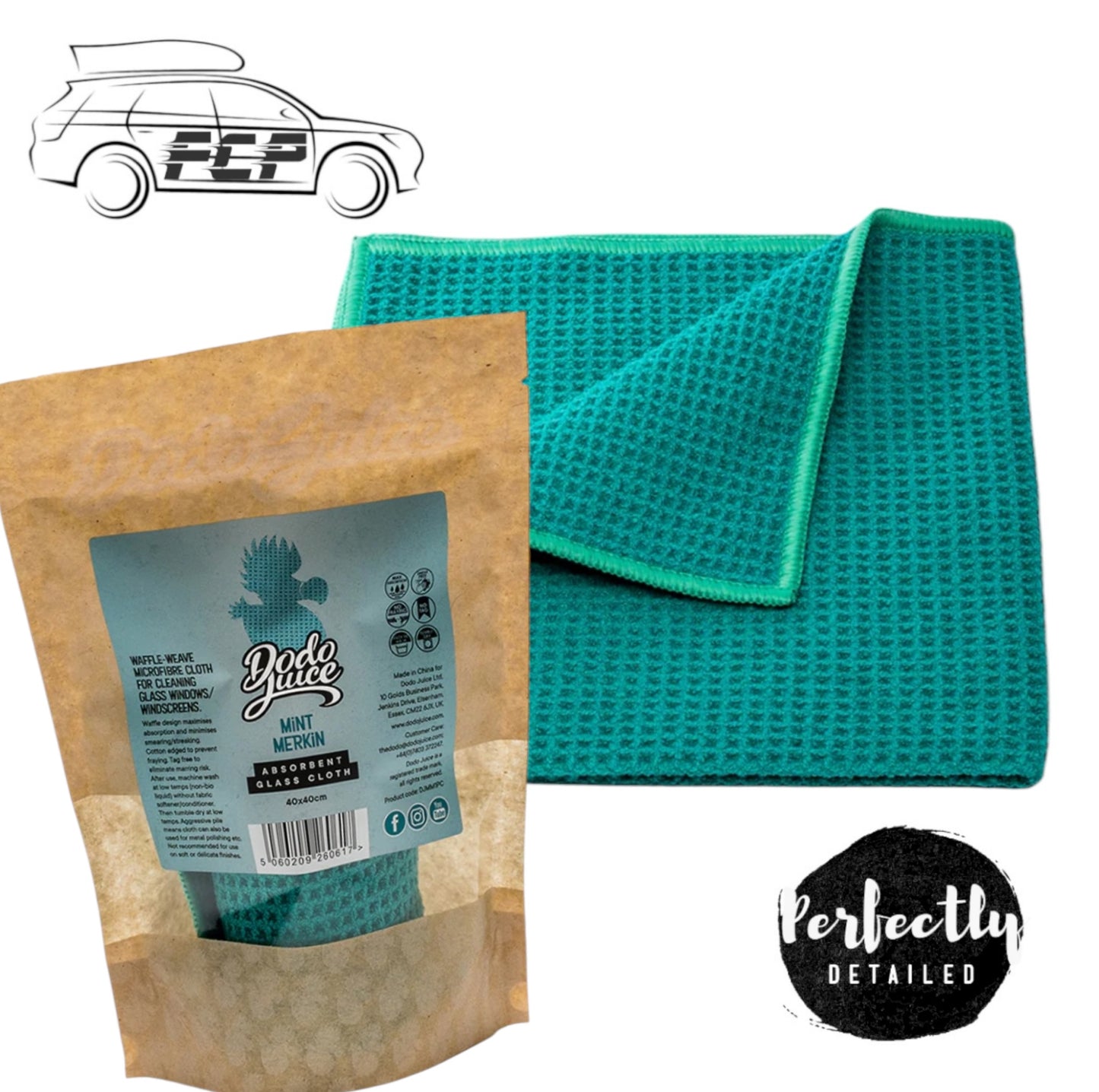 Dodo Juice Mint Merkin Waffle Weave Microfibre Glass Cloth