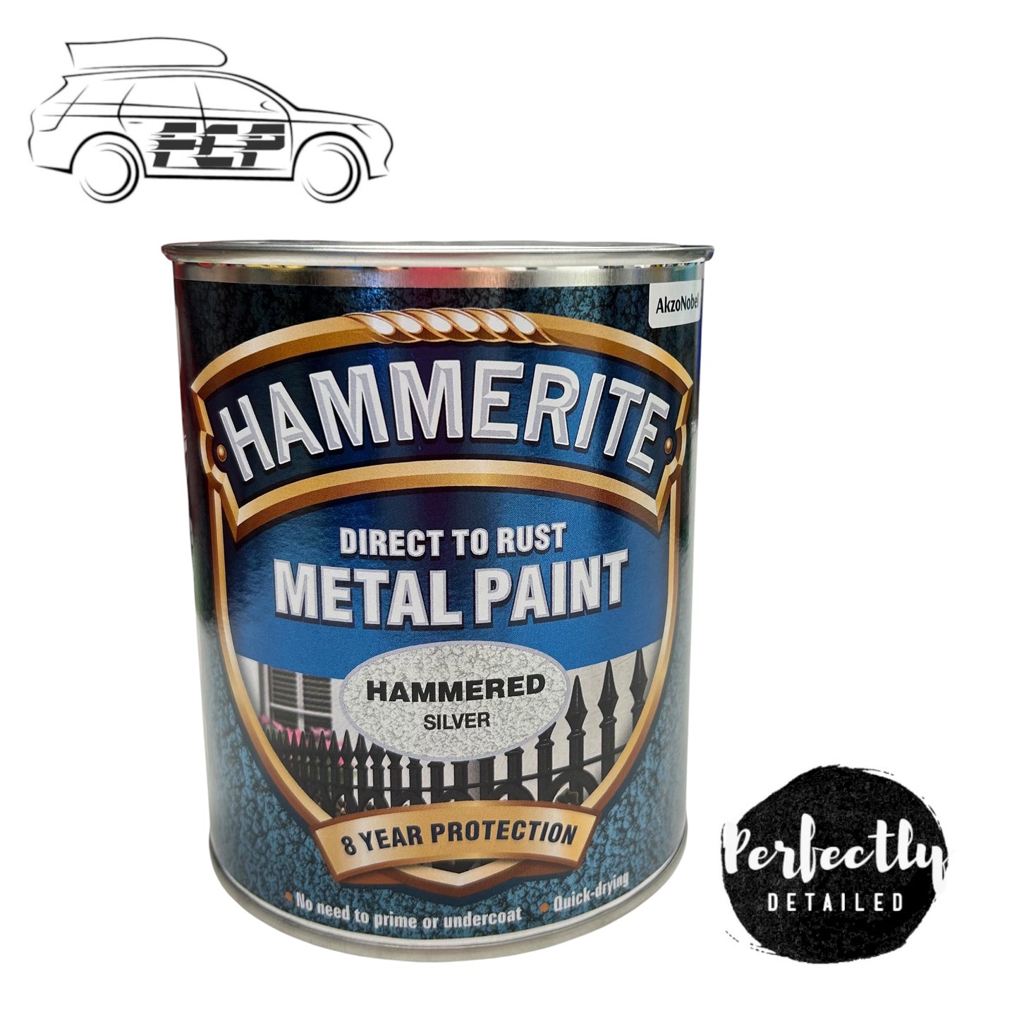 HAMMERITE Direct To Rust Metal Paint HAMMERED Silver 750ml