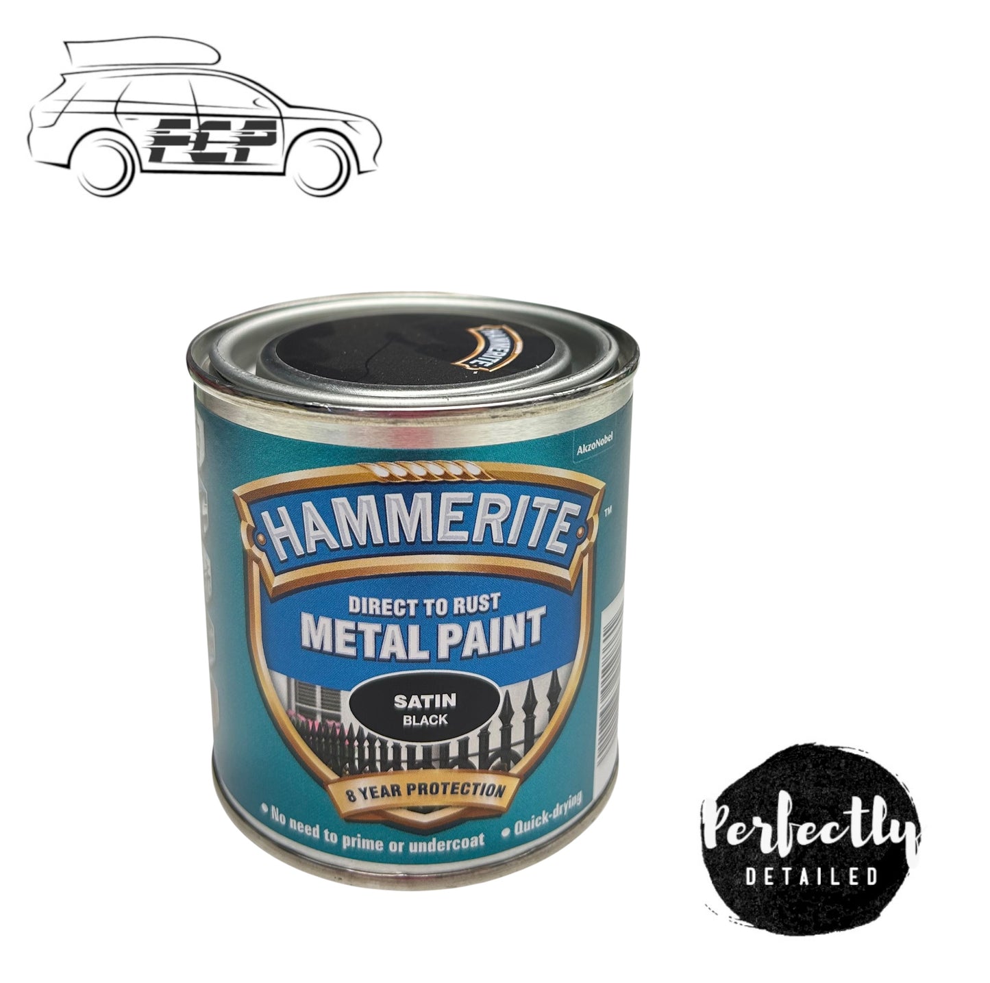 HAMMERITE Direct To Rust Metal Paint Satin Black 250ml