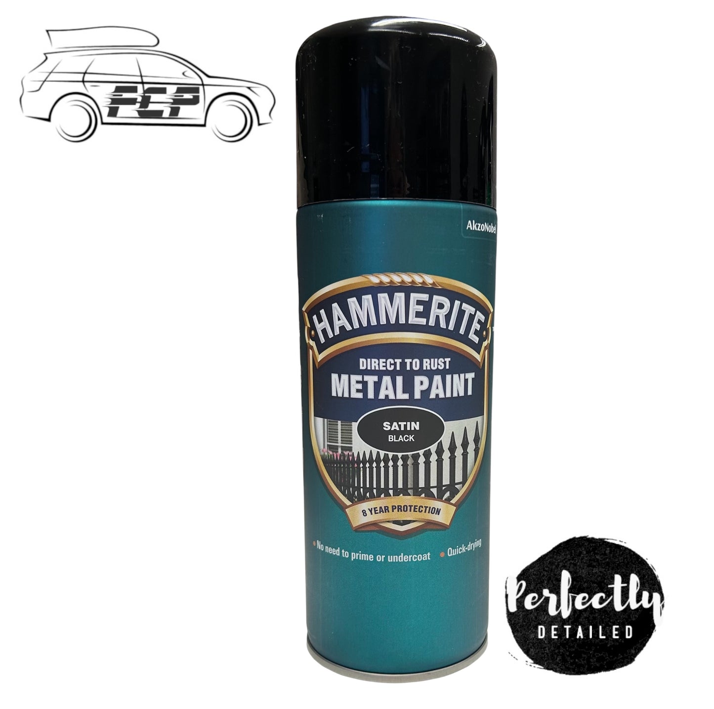 Hammerite Direct To Rust Aerosol Metal Spray Paint SATIN BLACK 400ml