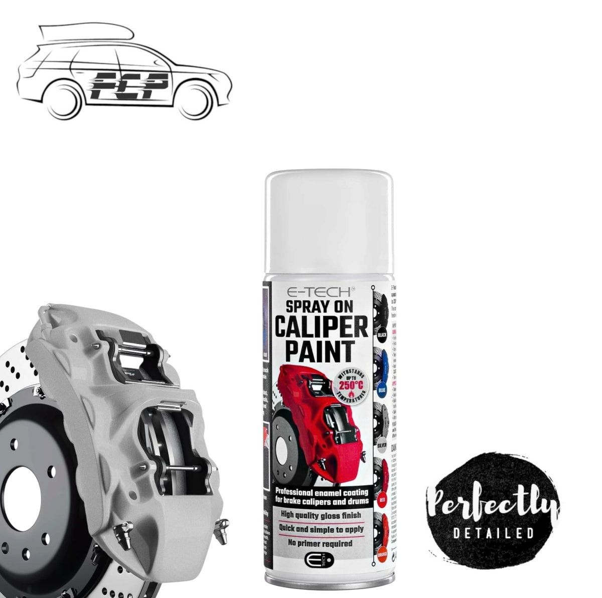 E-TECH Spray-On Brake Caliper Paint Heat rated to 250°C SILVER