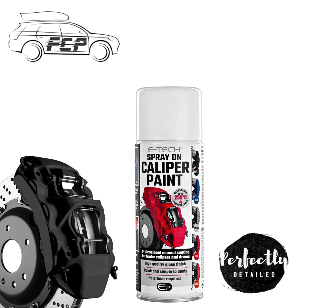 E-TECH Spray-On Brake Caliper Paint Heat rated to 250°C Black