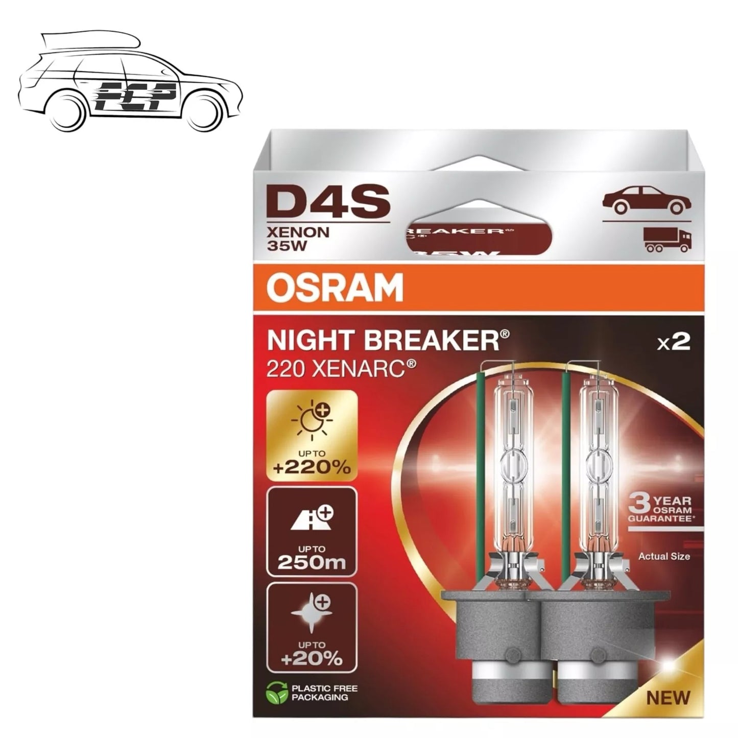 Osram Xenarc Night Breaker 220 D4S Twin Pack - 220% Brighter - NEW FOR 2024