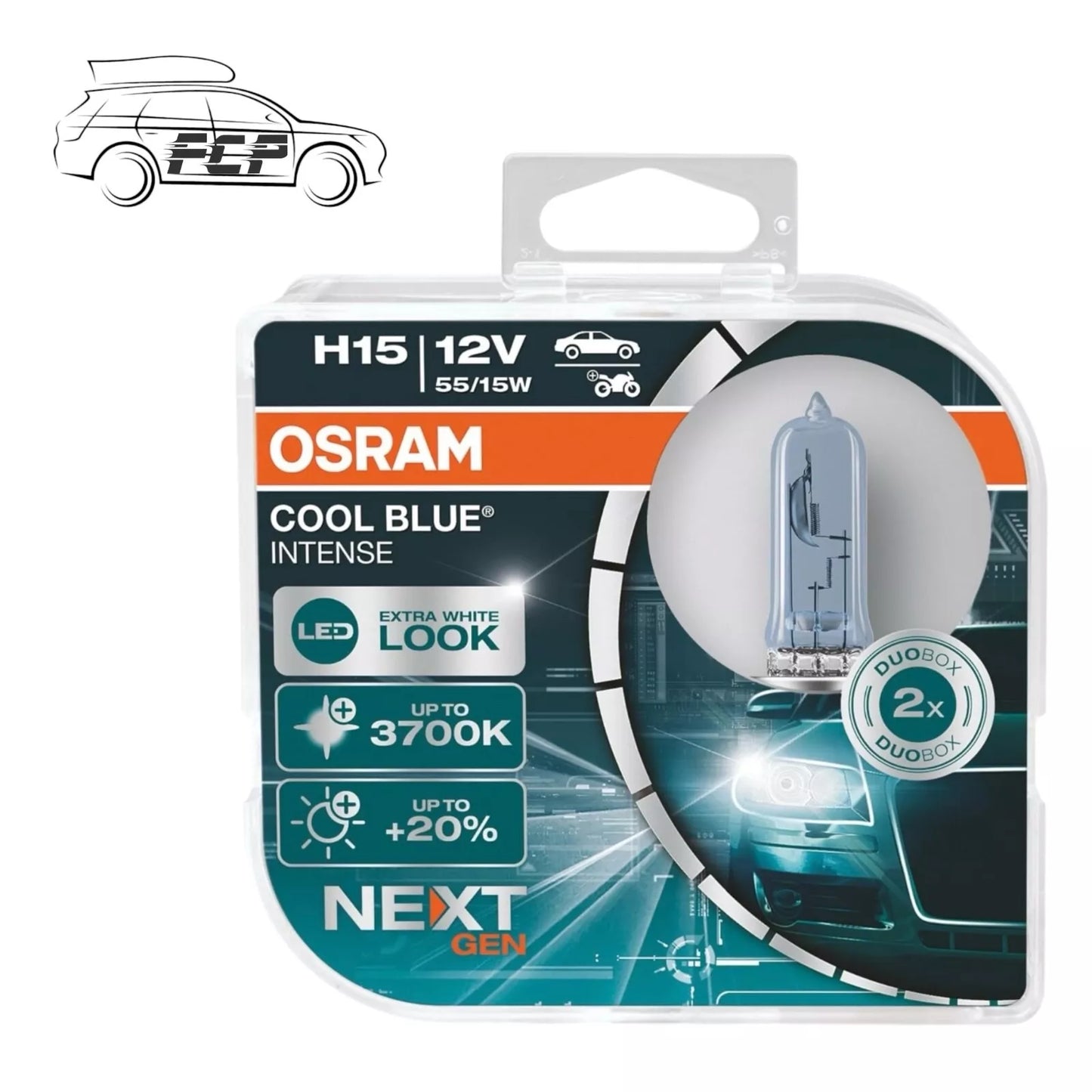 OSRAM Cool Blue Intense Next Gen H15 Headlight Bulbs (Twin) 64176CBN-HCB 3700K