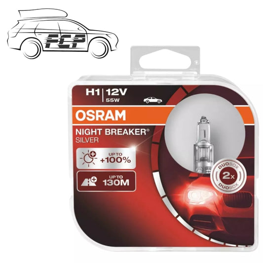 OSRAM Night Breaker Silver H1 Car Headlight Bulbs 64150NBS-HCB +100% TWIN *NEW*