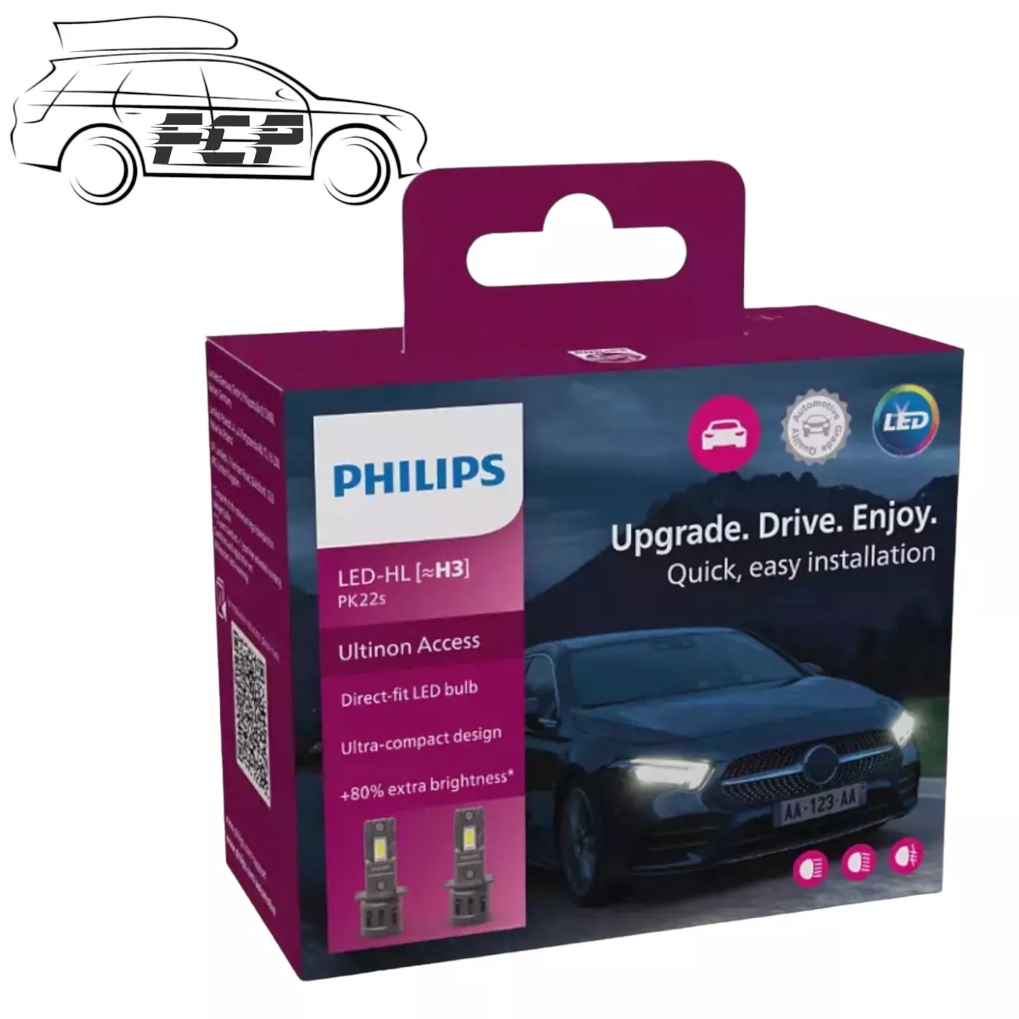 Philips Ultinon Access LED Car Headlight Bulbs H3 (Twin Pack) 11336U2500CX